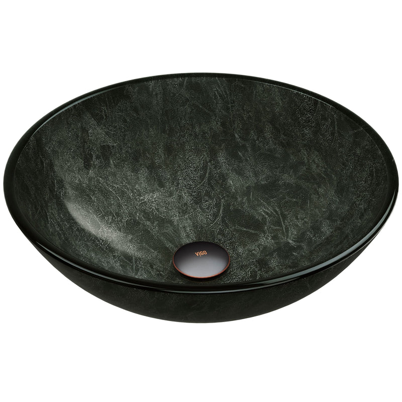 Glass Round Vessel Bathroom Sink/Basin with Deep Bowl, Gray E8868