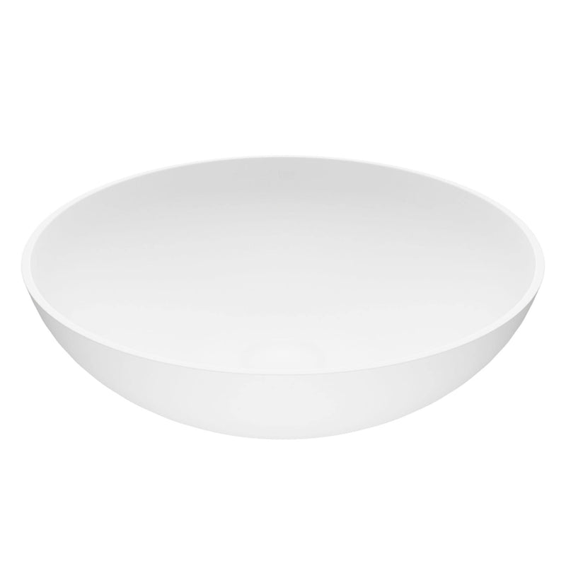 Lotus Matte Stone Round Composite Vessel Bathroom Sink/Basin with Deep Bowl, White P2634