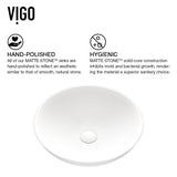 Lotus Matte Stone Round Composite Vessel Bathroom Sink/Basin with Deep Bowl, White