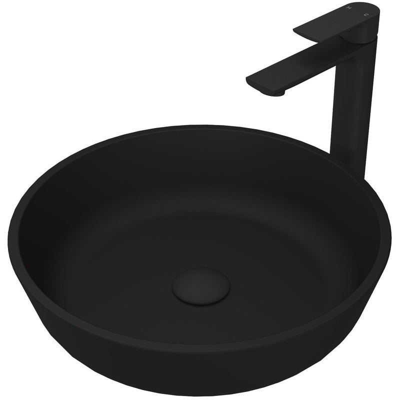 Modus Matte Black Bathroom Sink/Basin Set with Norfolk Faucet and Round Glass Vessel J8291