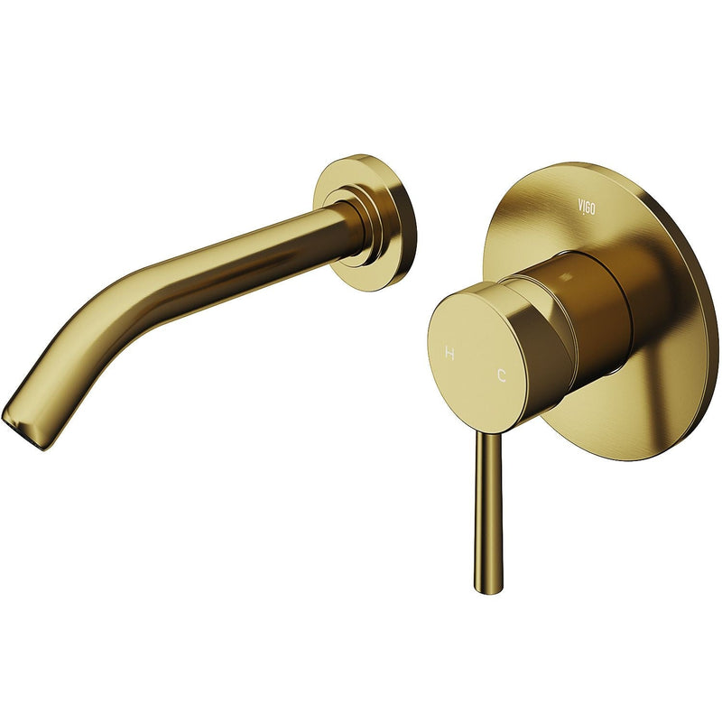 Olus Wall Mount Single Lever Bathroom Sink Faucet, WaterSense Certified, Matte BGold R4276