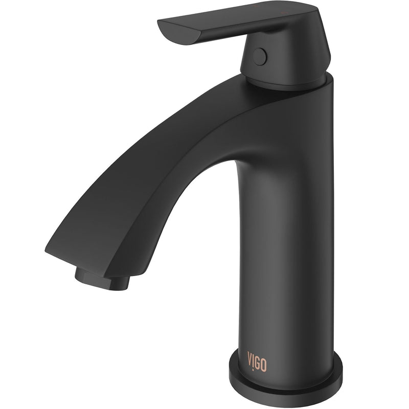 Penela Single Handle Single Hole Bathroom Sink Faucet, Matte Black N0286