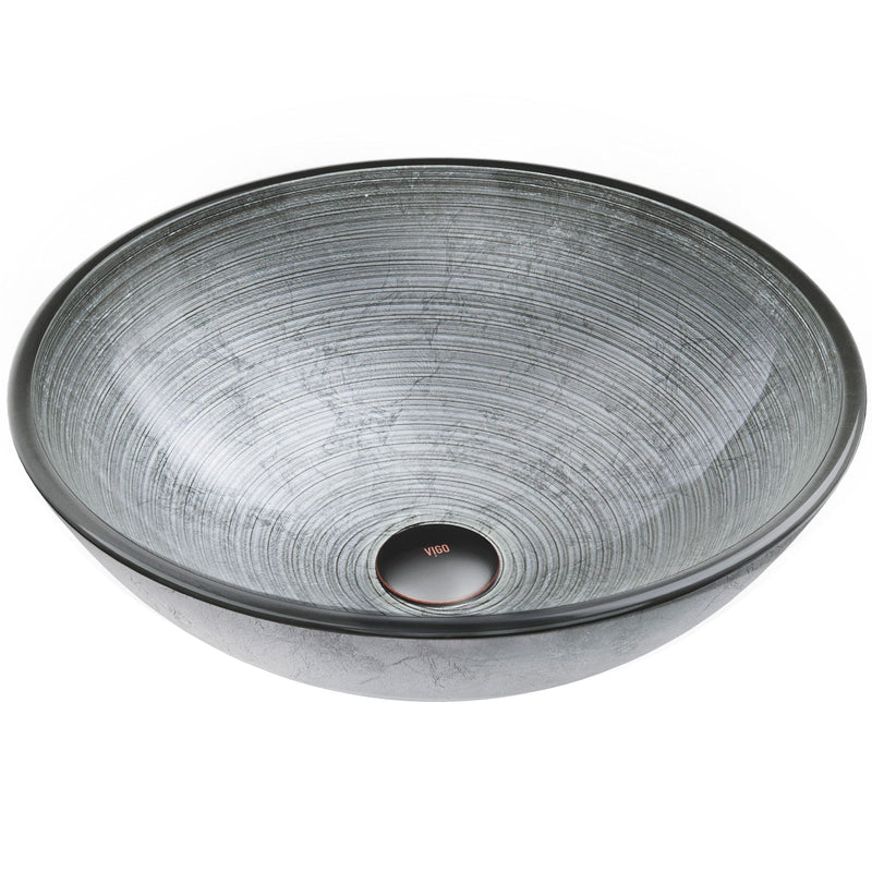 Simply Glass Round Vessel Bathroom Sink/Basin with Deep Bowl, Gray V3798