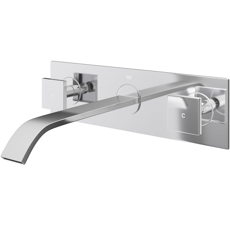 Titus Wall Mount Dual Handle Bathroom Sink Faucet, Eco-Friendly 1.2 GPM Flow Rate, Chrome S7508