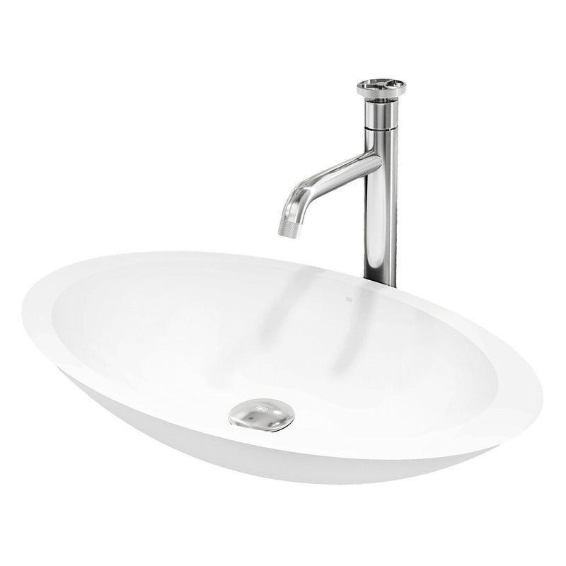 Wisteria White Bathroom Sink/Basin Set with Cass Faucet and Oval Composite Vessel U7620