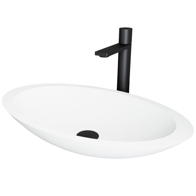 Wisteria White Bathroom Sink/Basin Set with Gotham Faucet and Oval Composite Vessel Z2109