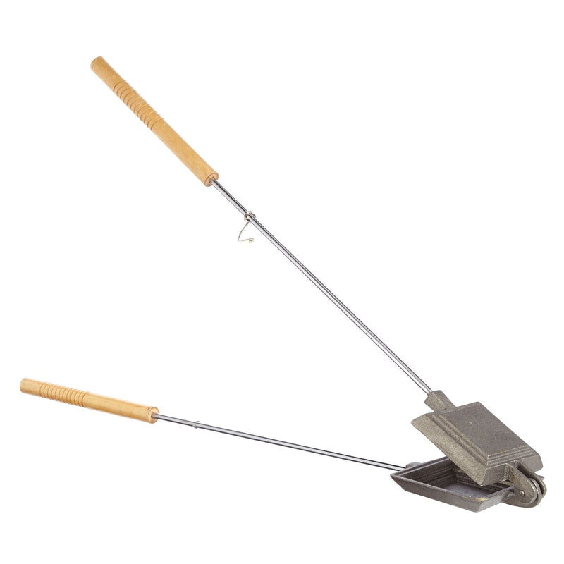 Cast Iron Non-Stick Camping Sandwich Toaster with Long Handle, 4x4-in O9575