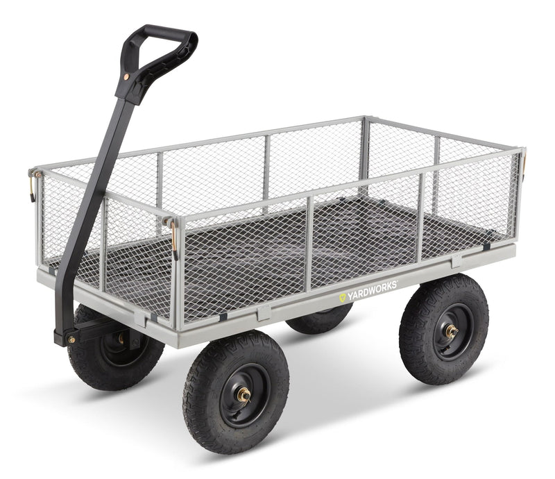 Steel Tray 4-Wheel Mesh Garden/Yard Cart with Removable Sides, 1200-lb X8310