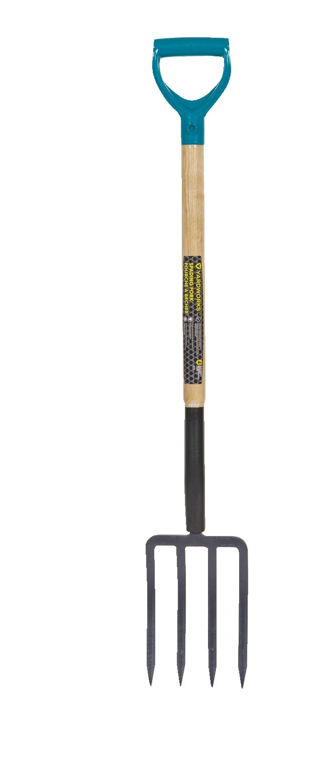 Tempered-Steel 4-Tine D-Grip Garden Fork, 30.5-in Wooden Shaft Y7765