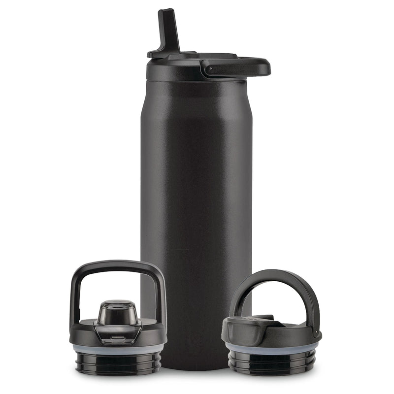 Core Vacuum Insulated Stainless Steel Bottle, 32-oz, Black, with Multi Lid D5224